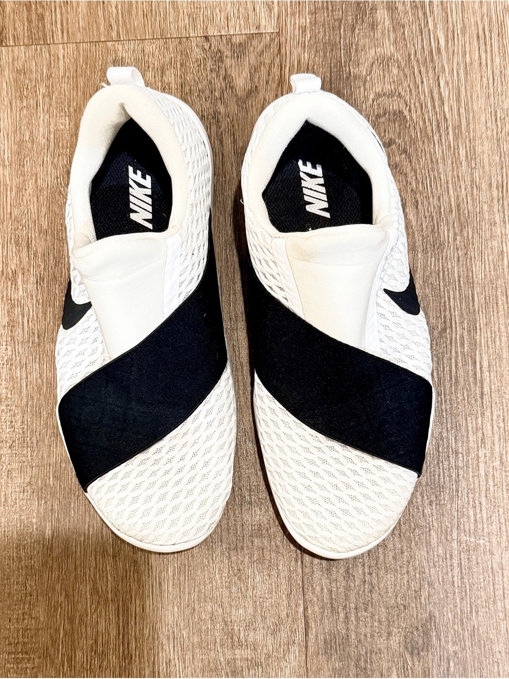 Nike Women’s Size 6.5 White & Black Slip-On Mesh Sneakers